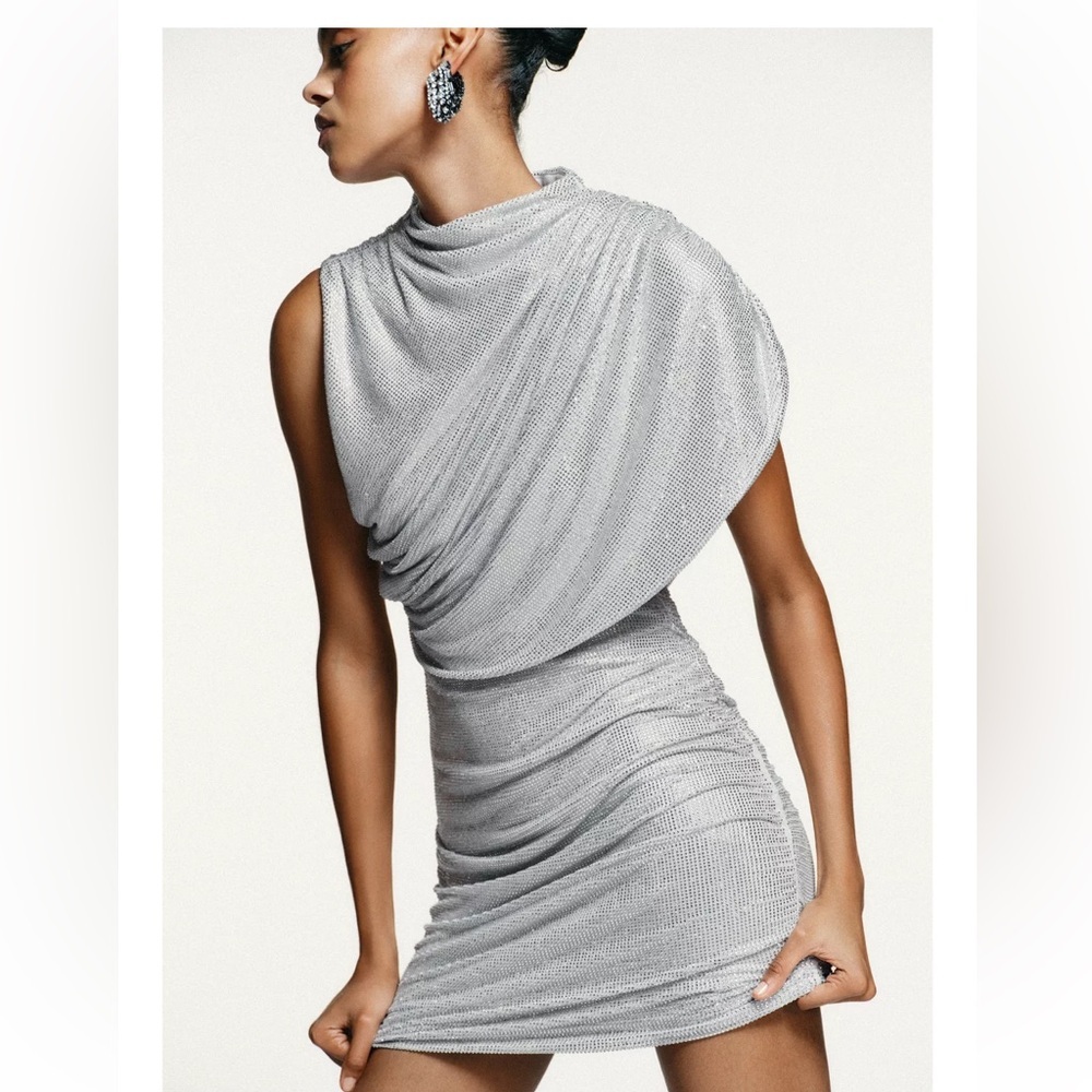 NEW ! TREND ZARA SHORT MESH DRESS WITH RHINESTONE CAPE 
🚨FIRM PRICE NO DISCOUNT - Picture 16 of 17